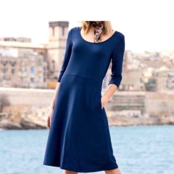 Peruvian Connection Lapis Blue Viscose Elle Knee Length Dress  Size Medium - Picture 1 of 5